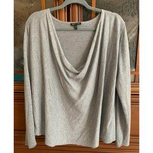 Eileen Fisher gray cowl neck cotton sweater size large